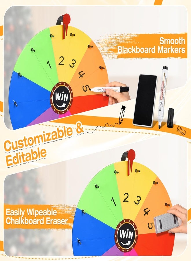 AugFir 18-inch Tabletop Prize Wheel, Prize Wheel Spinner with Stand & Storage Base, Featuring a Prize Wheel with 14 Customizable Color Sections. Suitable for Party Games, Family Games (Original) - Image 5